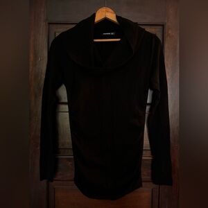 Large Amelie Boutik Black Sweater Dress Tunic Length Ruched Sides